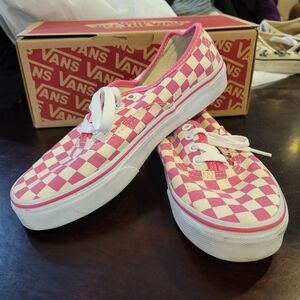 Vans Kids Pink and White Checkered Sneakers